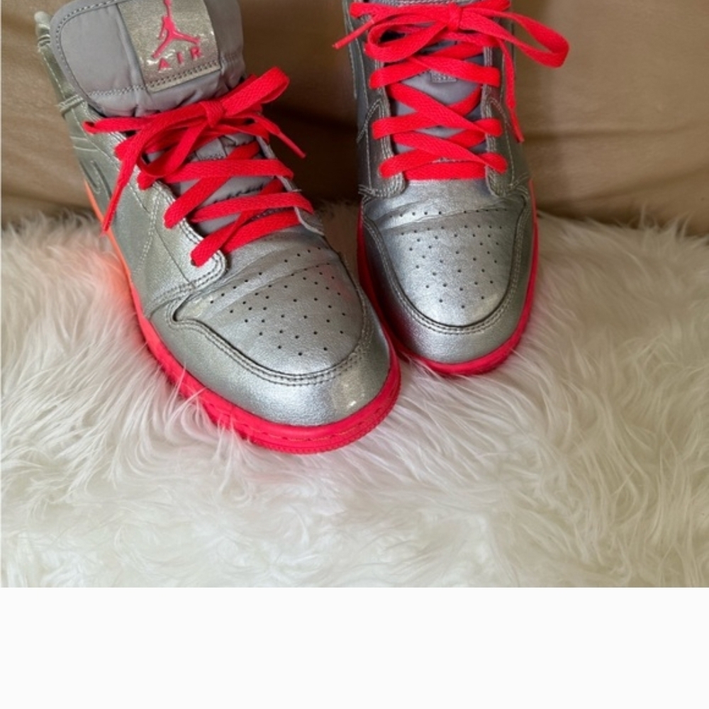 Jordan Kids Silver and Red Sneakers